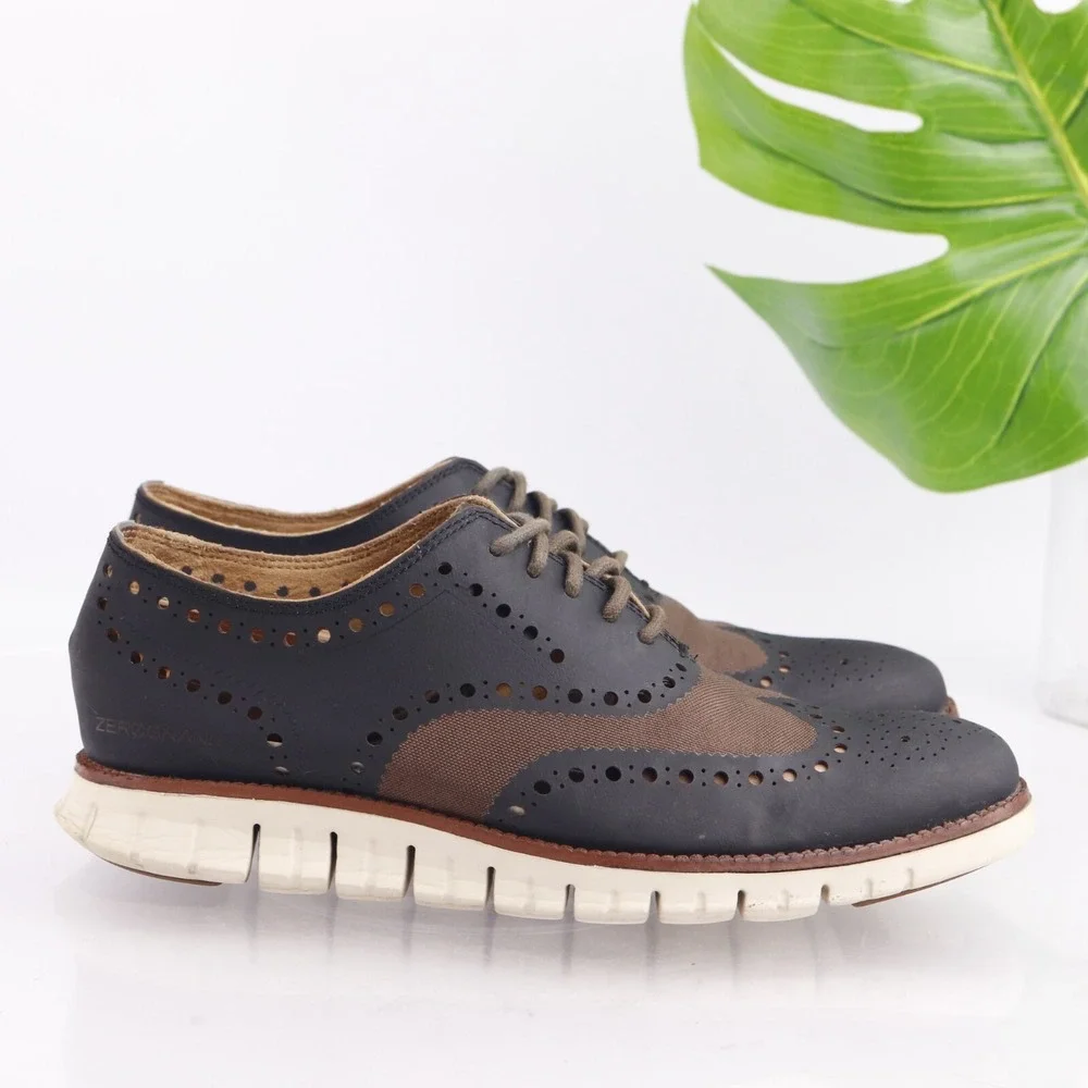 Cole Haan Mens Zerogrand OX Wingtip Oxfords Sneakers Size 8 Brown Black Shoes